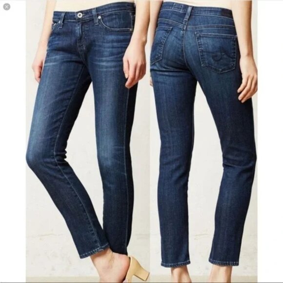 Ag Adriano Goldschmied Women’s The Stevie Slim Straight Ankle Cropped Jeans 25R - Picture 1 of 9